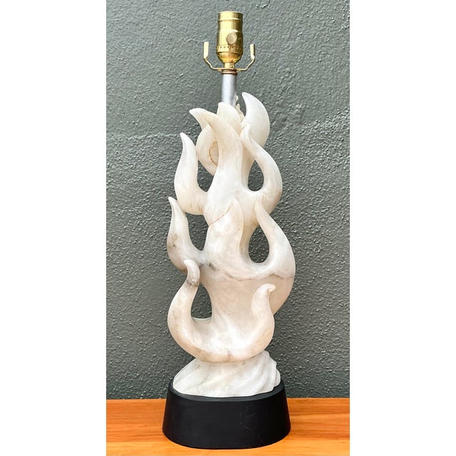Vintage Abstract Carved Stone Lamp For Sale - Image 12 of 12
