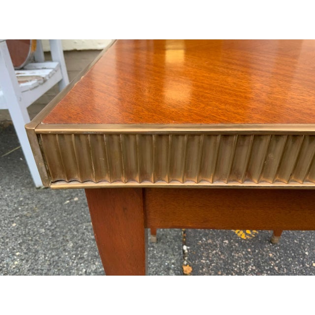 Late 20th Century Contemporary Side Table With Cast Bronze Fluted Molding For Sale - Image 5 of 11