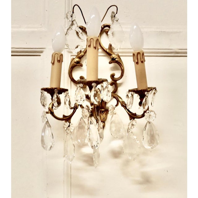 French Triple Wall Lights, 1920, Set of 2 For Sale - Image 4 of 12