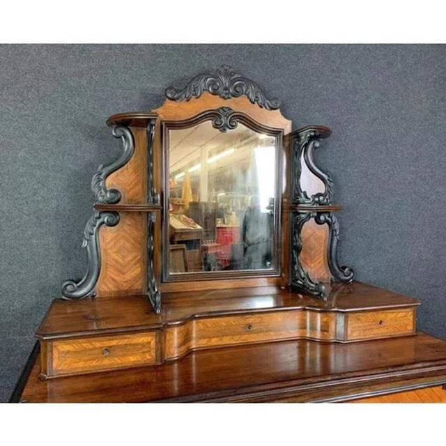 Napoleon III Marquetry Commode with Cheval Glass For Sale - Image 3 of 7