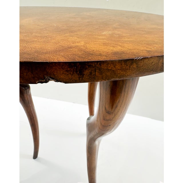 Late 20th Century Vintage Burl Side Table With 3 Graceful Antelope