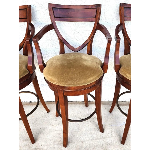 1990s Century Furniture Swivel Bar Stools Set of 4 For Sale - Image 5 of 18