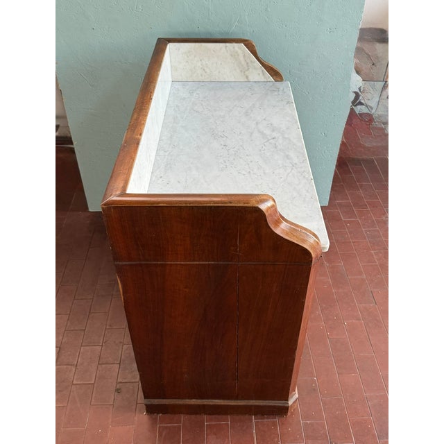 Vintage Chest of Drawers in Walnut with Marble Top, 1930s For Sale - Image 11 of 14