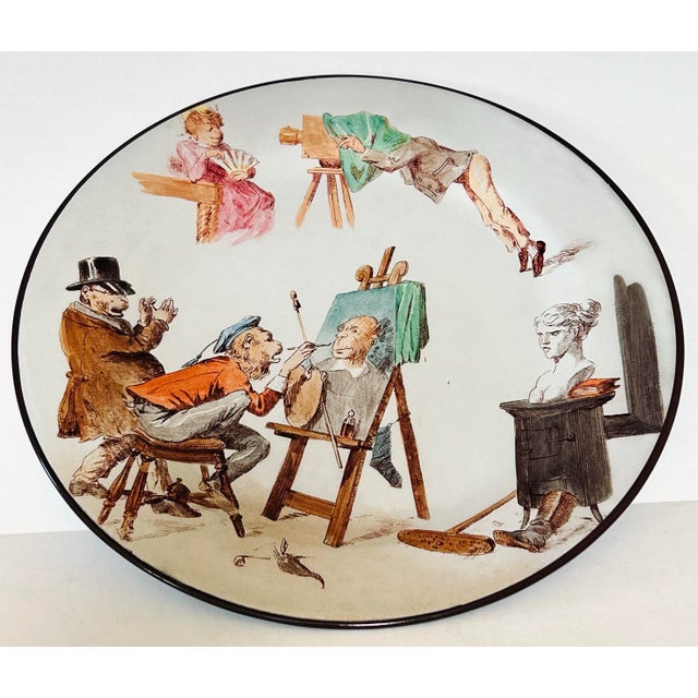 Illustration French Tole Plates, "Le Monde Renversé", Set of 6 For Sale - Image 3 of 5