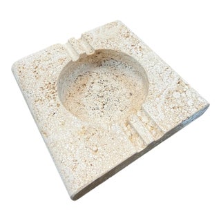 Fratelli Mannelli Italian Travertine Square Ashtray For Sale
