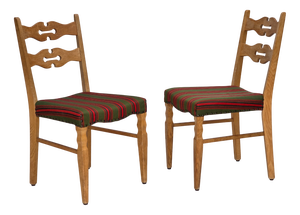 Danish Dining Chairs in Wool and Oak, 1970s, Set of 2