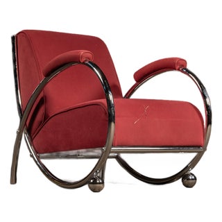 Late 20th Century After-Kem Weber Red Modernist Chair by Opus21 For Sale