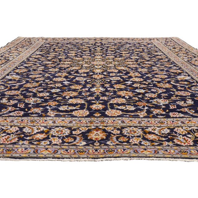 Baroque Vintage Persian Kashan Rug, 10'01 X 13'00 For Sale - Image 3 of 10