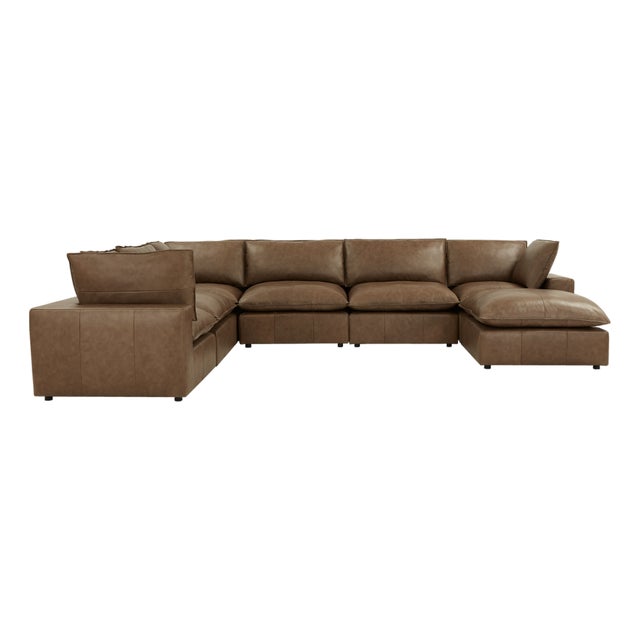 Cali Brown Leather Modular Large Chaise Sectional For Sale
