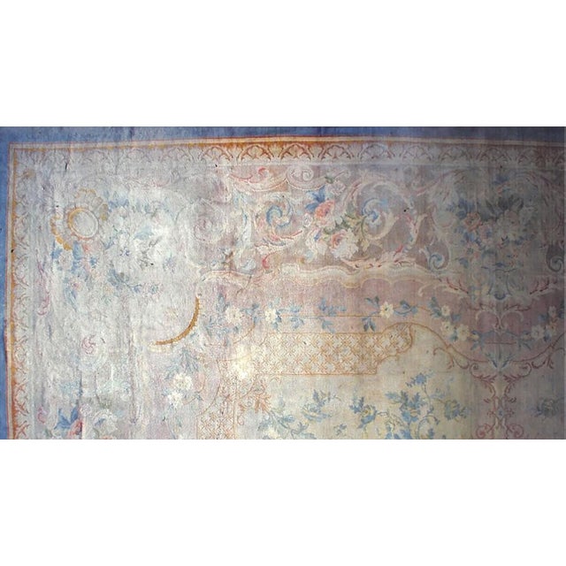 French 1920s Antique French Savonnerie Rug with Pastel Rococo Elegance For Sale - Image 3 of 3