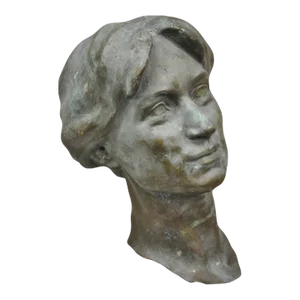 Vintage Patinated Cast Bronze Bust Statue Sculpture of Woman With Pinned Hair