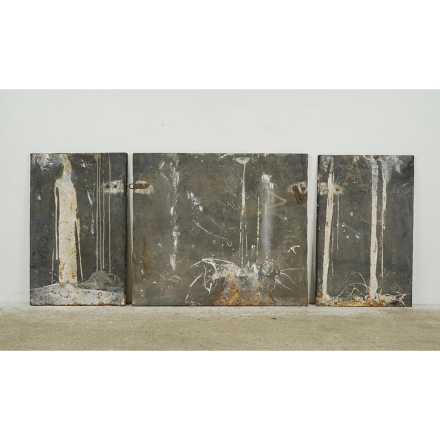 The Plaza Hotel French Style Black Cast Iron Fireback Set For Sale - Image 12 of 15