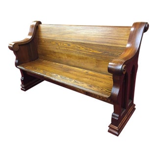 Antique Walnut and Ash Church Pew For Sale
