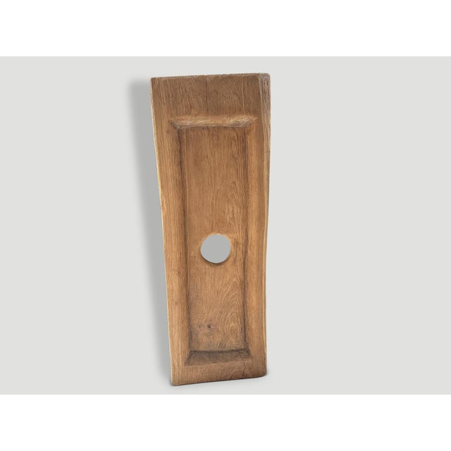 2010s Andrianna Shamaris Minimalist Carved Teak Wood Wall Hanging or Tray For Sale - Image 5 of 5
