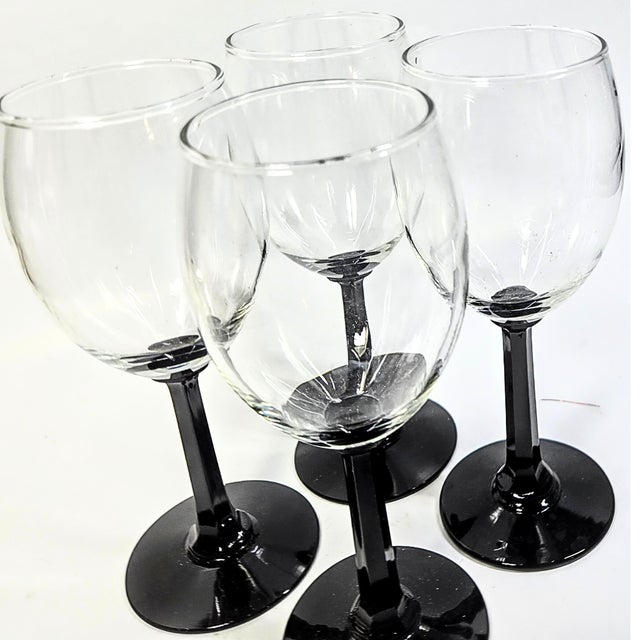 Gothic Black Pillar Stem Goblets- Set of Four For Sale - Image 10 of 10