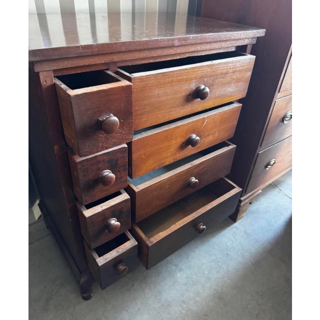 Mid 18th Century Mid 18th Century Victorian-Style 8-Drawer Wood Chest With Turned Feet For Sale - Image 5 of 7