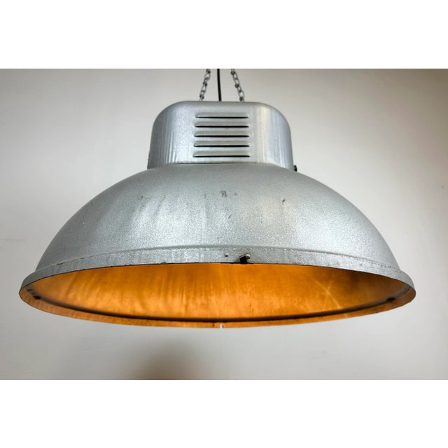Gray Large Oval Industrial Polish Factory Pendant Lamp from Predom Mesko, 1960s For Sale - Image 8 of 13
