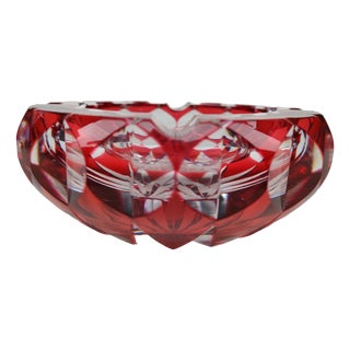Lorraine Crystal Ashtray in Ruby, 1970s For Sale