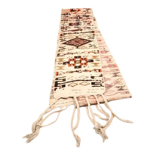 Long Vintage Wool and Cotton Pictorial Textile Runner For Sale