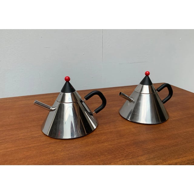 Metal Japanese Postmodern Stainless Steel Kettle, Set of 2 For Sale - Image 7 of 18