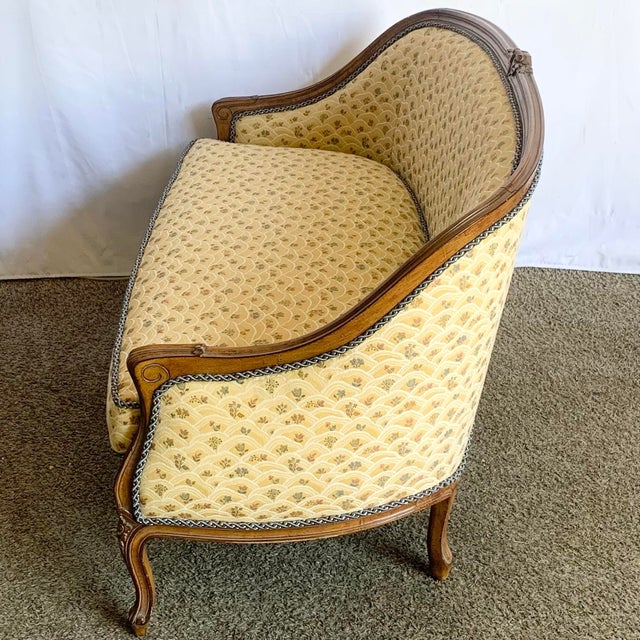 Wood Vintage Hollywood Regency Wooden Settee Sofa For Sale - Image 7 of 12