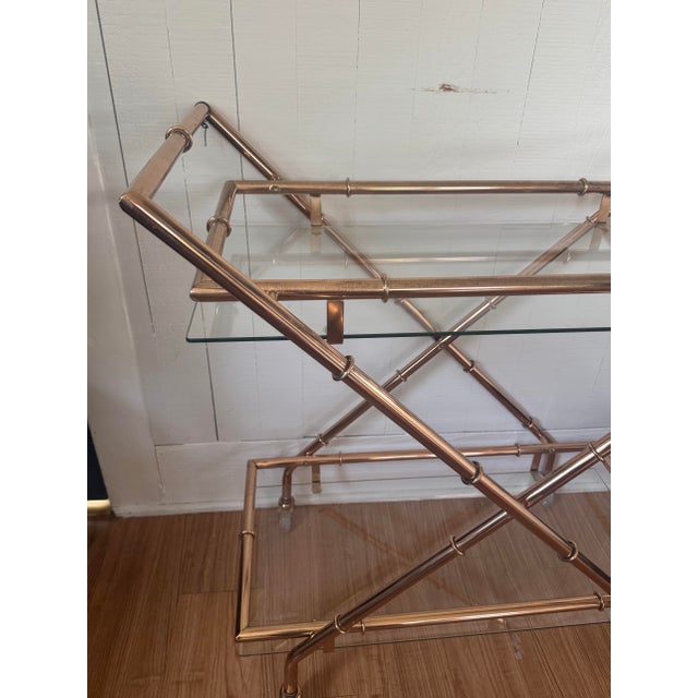 1970s Hollywood Regency Faux Bamboo Bar Cart For Sale In Portland, OR - Image 6 of 11