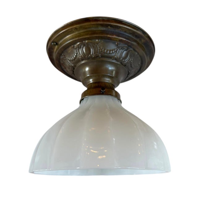 This fixture would look amazing in a butlers pantry, breakfast nook or hallway. Amazing original patina on brass canopy.
