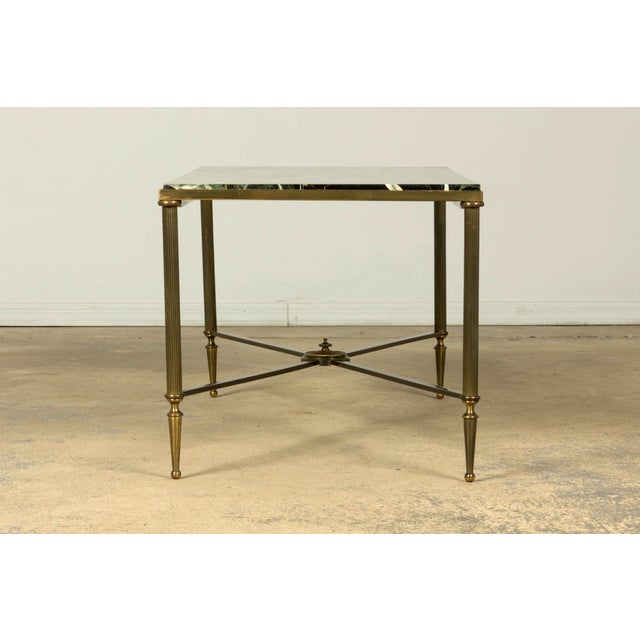 Mid-20th Century French Maison Jansen Style Brass and Green Marble Coffee Table For Sale - Image 11 of 18