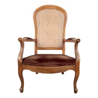Vintage French-Style Cane-Back Armchair, 1920 For Sale