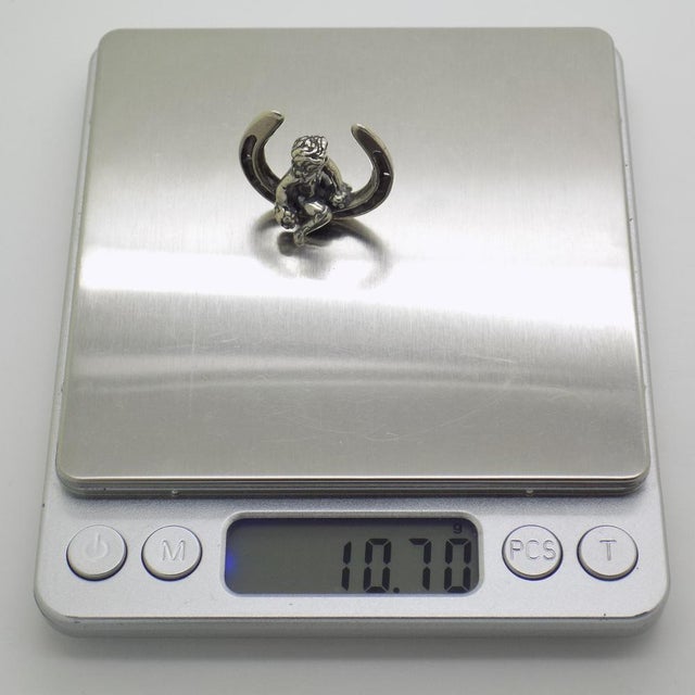 Silver Vintage Italian Handmade Sterling Silver 925 Lucky Horseshoe with Cherub Figurine, 1980s For Sale - Image 8 of 11