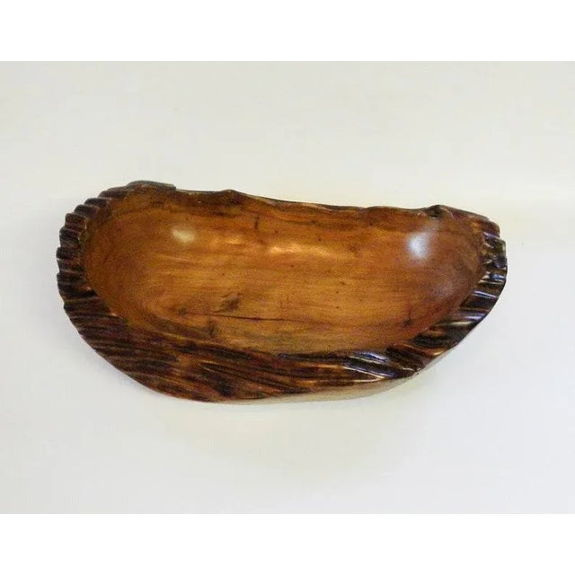 Shabby Chic Vintage Mid Century Wood Hand Carved Bowl For Sale - Image 3 of 6