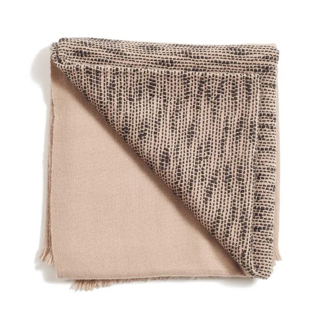 Studio Variously Handwoven & Hand Embroidered Soft Merino Flo Brown Throw For Sale - Image 10 of 11