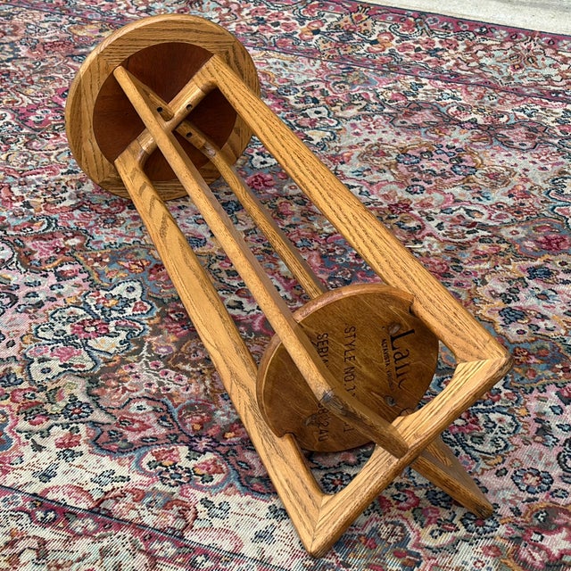 Vintage Lane Perception Tall Sculptural Plant Stand Pedestal With Low Shelf For Sale - Image 9 of 12