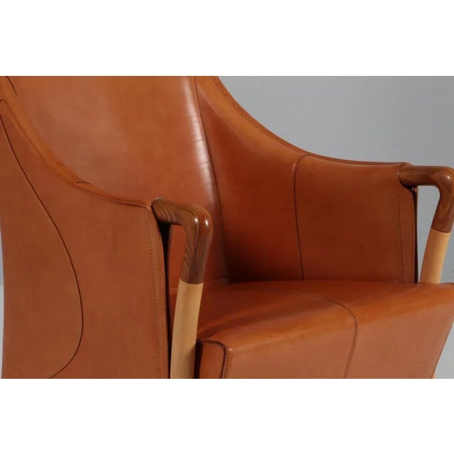Saddle Leather Lounge Chair by Umberto Asnago for Giorgetti For Sale - Image 6 of 10