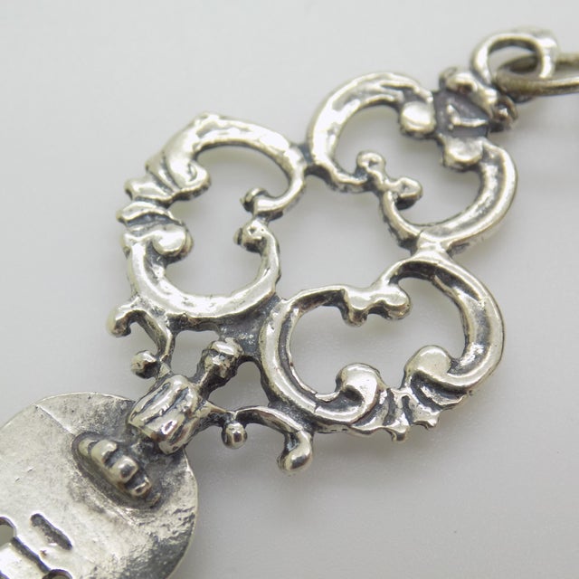 Vintage Italian Silver 800 Bookmark with Red Tassel by Nicchi, Arezzo, 1980s For Sale - Image 4 of 12