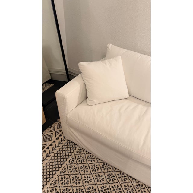 Crate & Barrel Crate & Barrel Willow II White Cotton Slipcovered Bench Queen Sleeper Sofa For Sale - Image 4 of 9