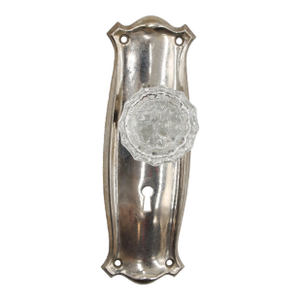 Vintage Fluted Glass Nickeled Steel Dummy Door Knob Set