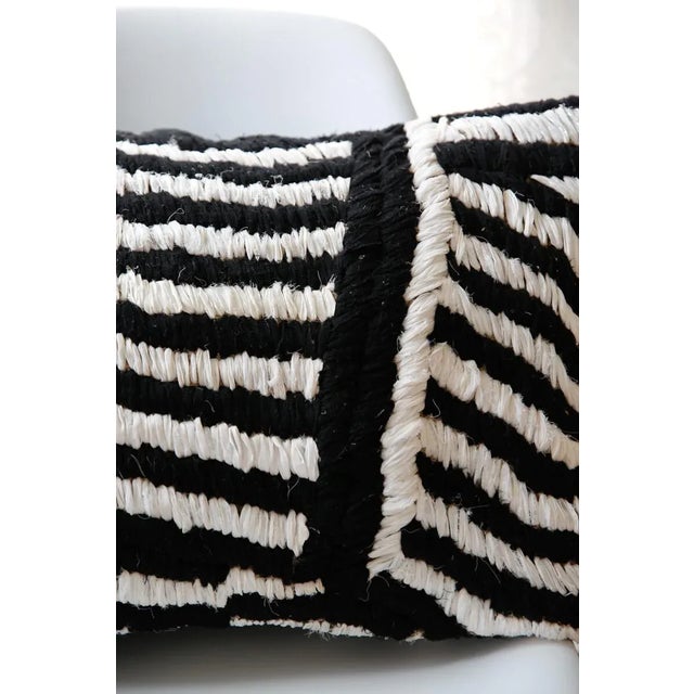 Contemporary Black and White Moroccan Flat-Weave Boucherouite Pillow - 16 For Sale - Image 3 of 4