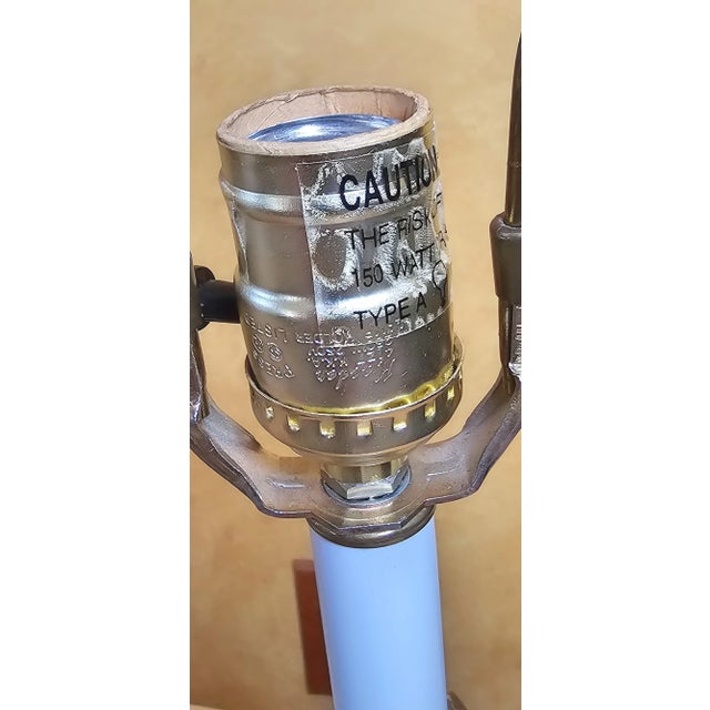 MidCentury Modern Gilt Brass Corinthian Column Table Lamp With Paw