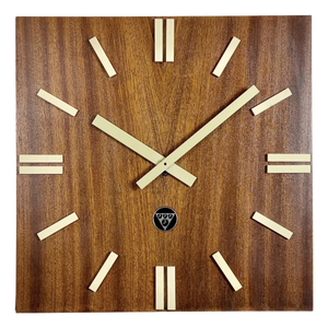 Vintage Brown Wooden Wall Clock from Pragotron, 1980s