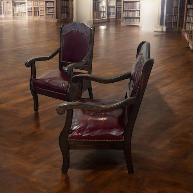 Elevate Your Home With This Stunning Pair of Antique Victorian-Style Parlor Leather Armchairs For Sale - Image 11 of 12