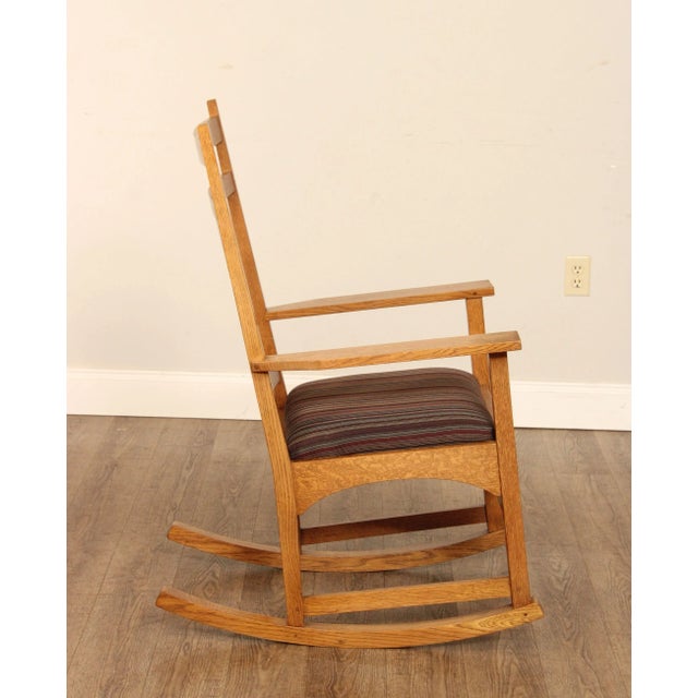 Stickley Mission Collection Harvey Ellis Oak Rocking Chair For Sale - Image 10 of 12