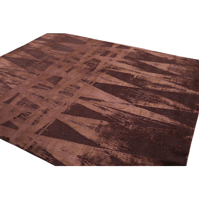 Rug & Kilim Rug & Kilim’s Modern Geometric Rug in Burgundy Tones “Diamonds Vintage” For Sale - Image 4 of 8