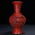 Cinnabar Lacquer Vase Pair / Carved Red Lacquer Landscape Vases For Sale - Image 11 of 12