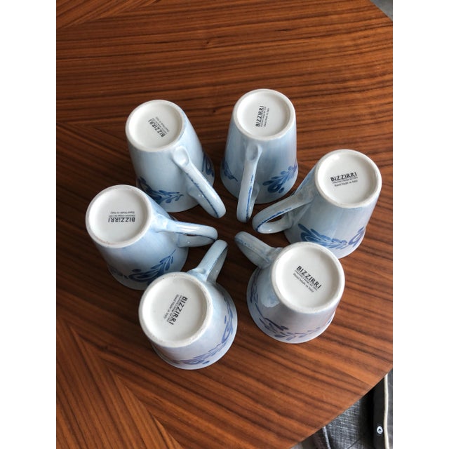 Blue Italian Hand-Crafted Coffee Cups in Blue & White by Ceramiche Bizzirri-6 Pieces For Sale - Image 8 of 9