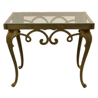 Glass Top Console Table in the Style of Brown Jordan For Sale