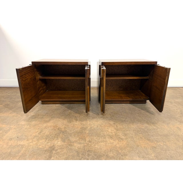 Pair of Lane Staccato Brutalist Walnut Nightstands or End Tables, 1970s For Sale - Image 10 of 16