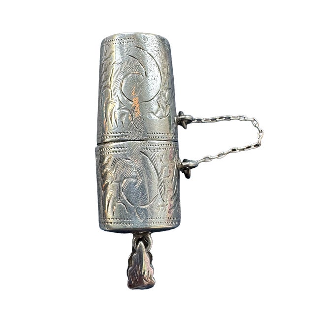 Silver Antique Sterling Silver Cylindrical Vesta Match Safe For Sale - Image 8 of 11