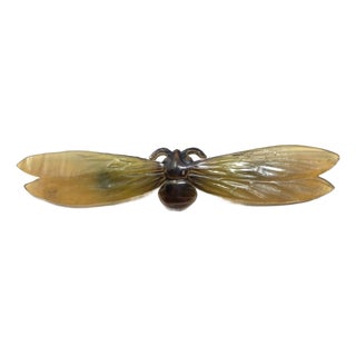 c.1900 Art Nouveau Antique Horn Bee Brooch For Sale