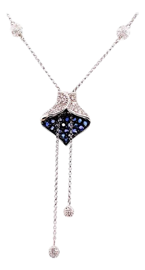 Diamond Sapphire Necklace 1.30 TCW Women Certified